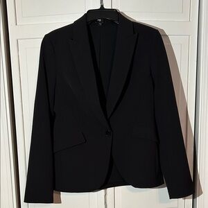 Express Editor Black Tailored Single-Button Blazer sz 10 buttons on sleeves